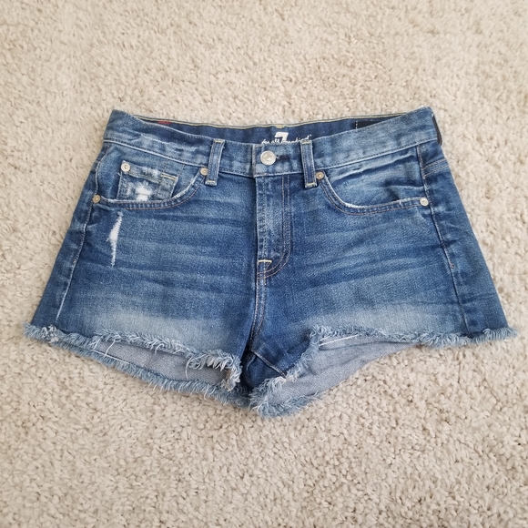 7 for All Mankind Cutoff Distressed Jean Shorts 26